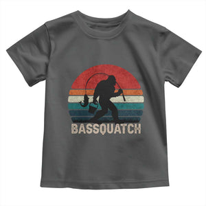 Retro Bigfoot Fishing Toddler T Shirt Funny Retro Sasquatch Bassquatch Fisherman TS10 Dark Heather Print Your Wear