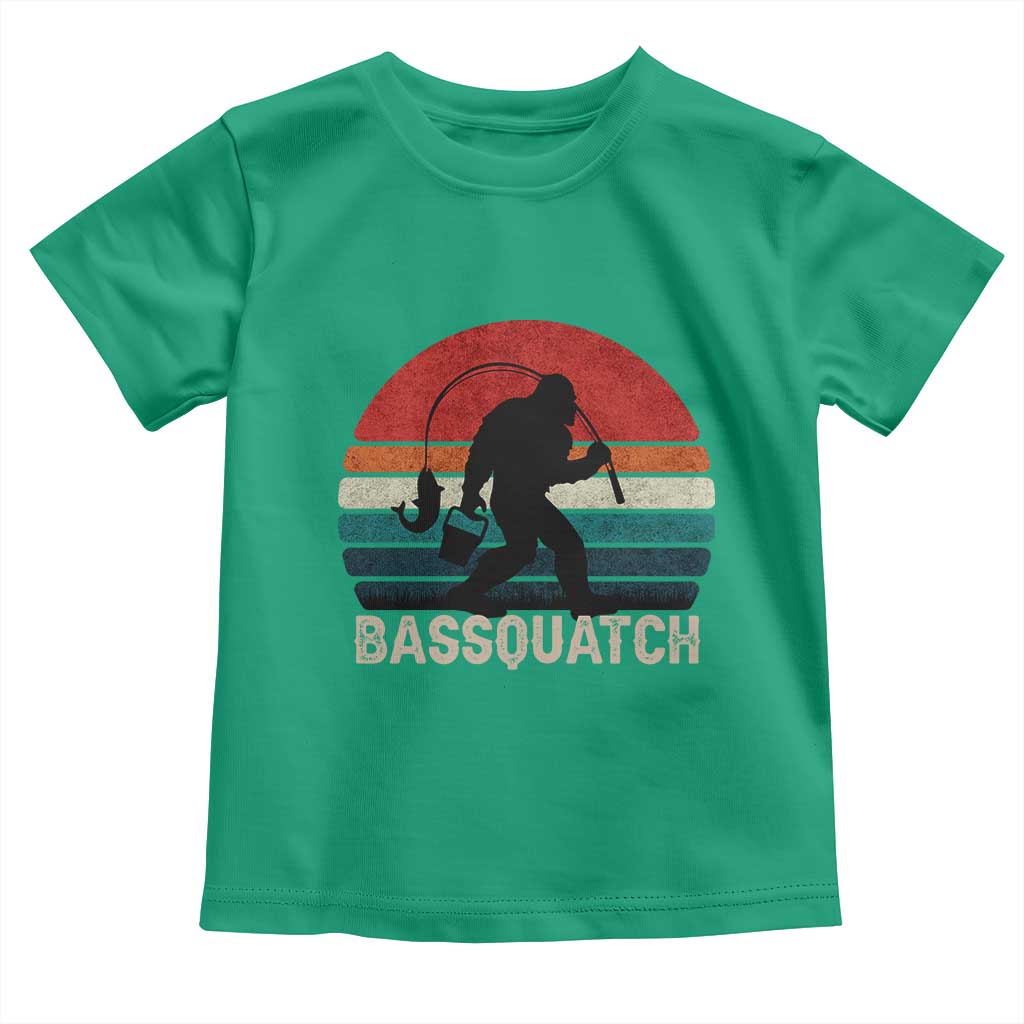 Retro Bigfoot Fishing Toddler T Shirt Funny Retro Sasquatch Bassquatch Fisherman TS10 Irish Green Print Your Wear