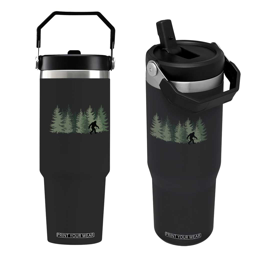 Bigfoot In The Forest Sasquatch Yeti Flip Straw Tumbler TS10 One Size: 30 oz Black Print Your Wear