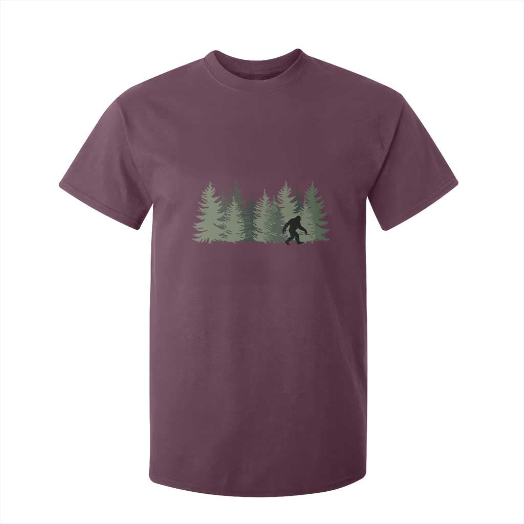 Bigfoot In The Forest Sasquatch Yeti T Shirt For Kid TS10 Maroon Print Your Wear