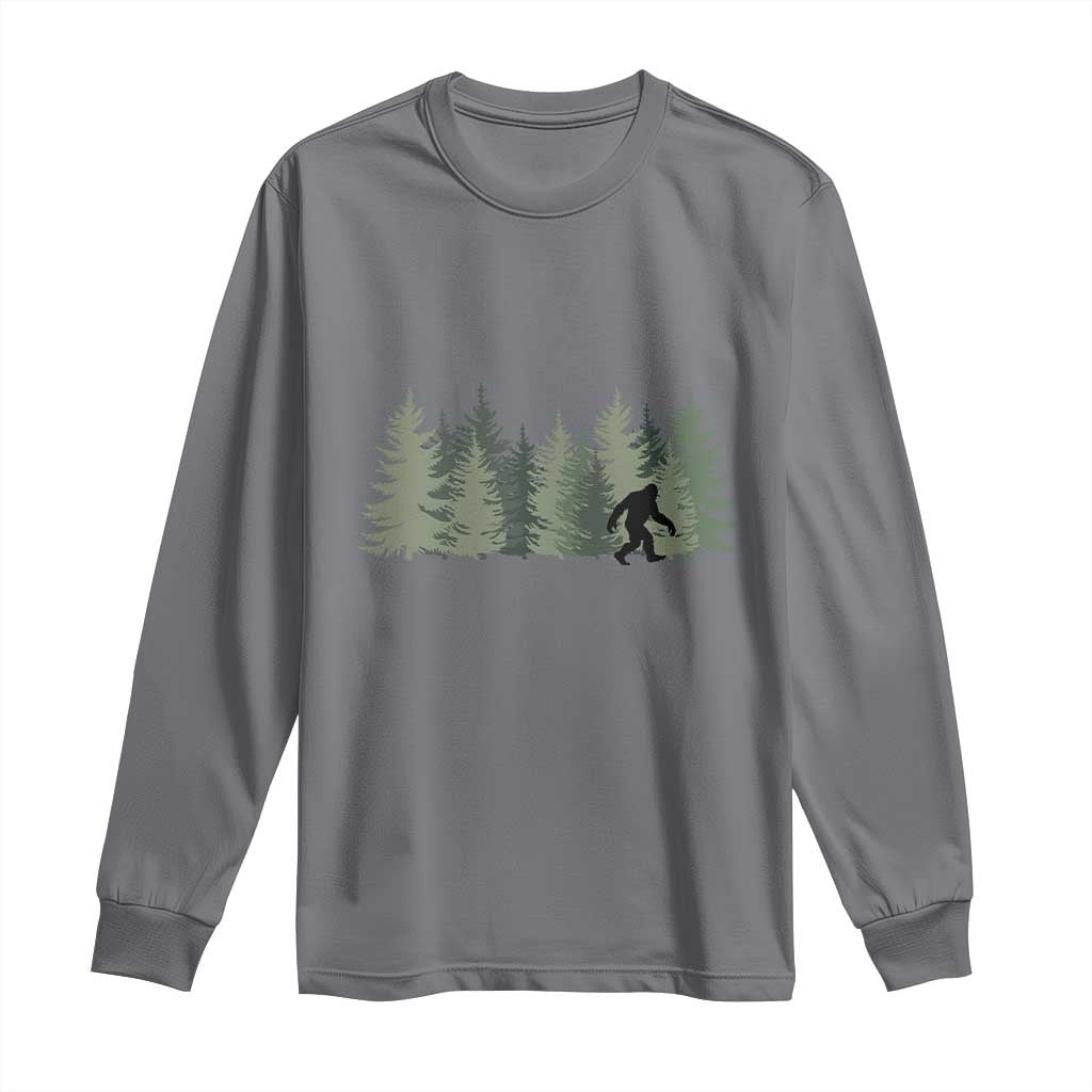 Bigfoot In The Forest Sasquatch Yeti Long Sleeve Shirt TS10 Charcoal Print Your Wear