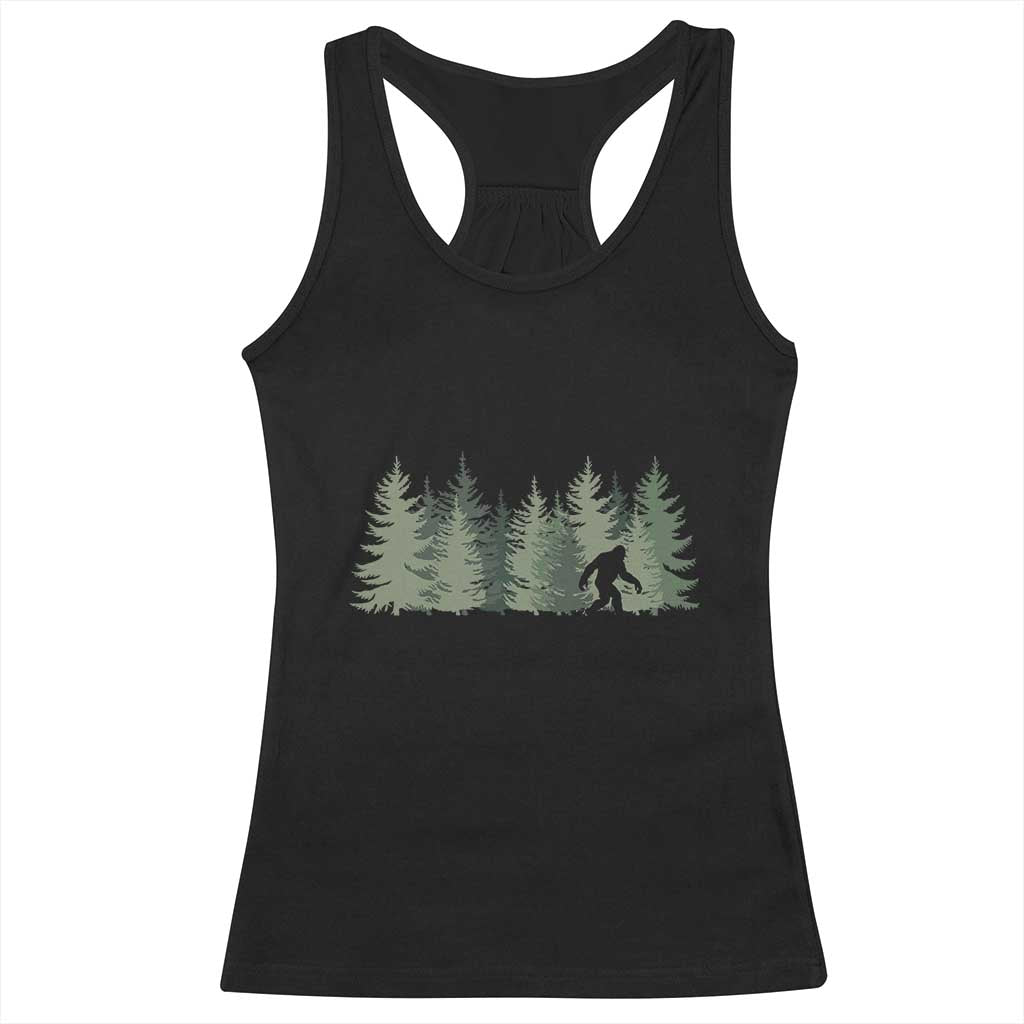 Bigfoot In The Forest Sasquatch Yeti Racerback Tank Top - Print Your Wear