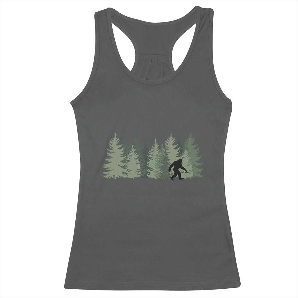 Bigfoot In The Forest Sasquatch Yeti Racerback Tank Top - Print Your Wear