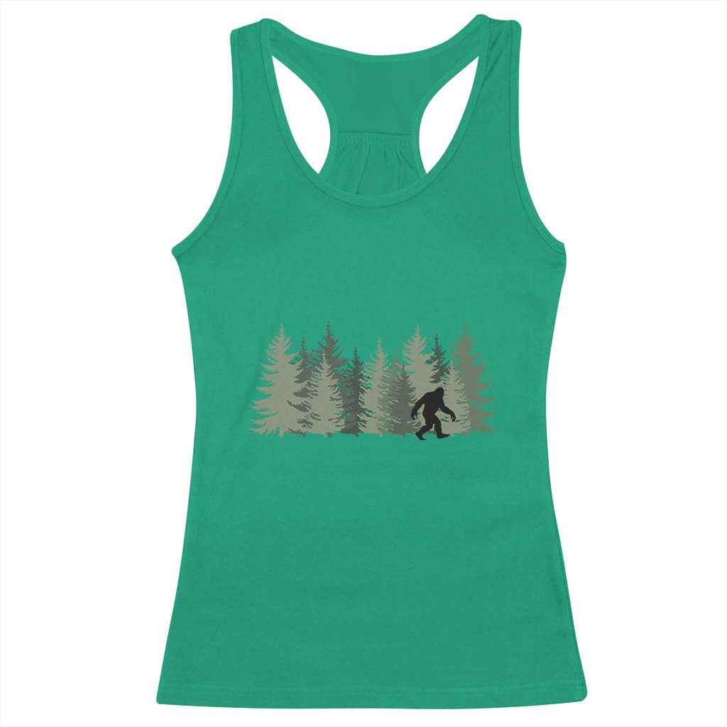 Bigfoot In The Forest Sasquatch Yeti Racerback Tank Top - Print Your Wear