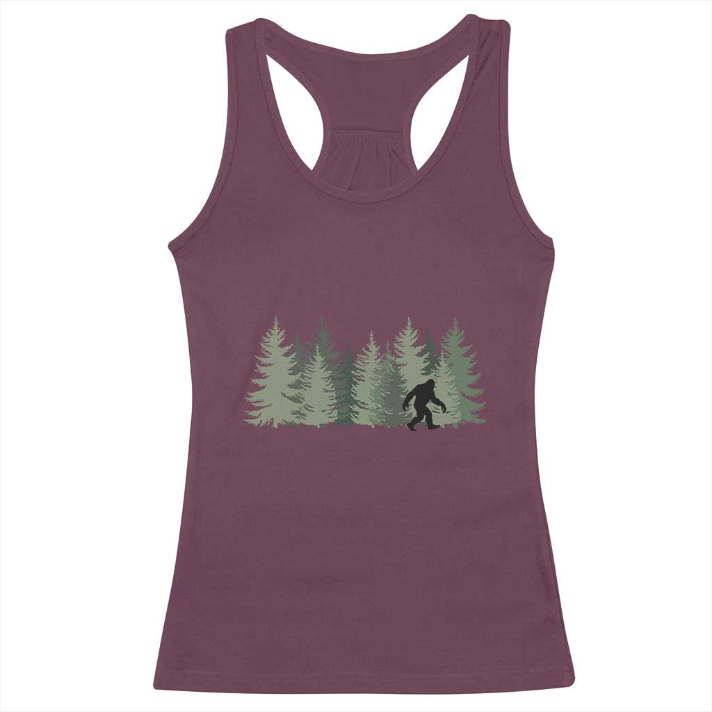Bigfoot In The Forest Sasquatch Yeti Racerback Tank Top TS10 Maroon Print Your Wear