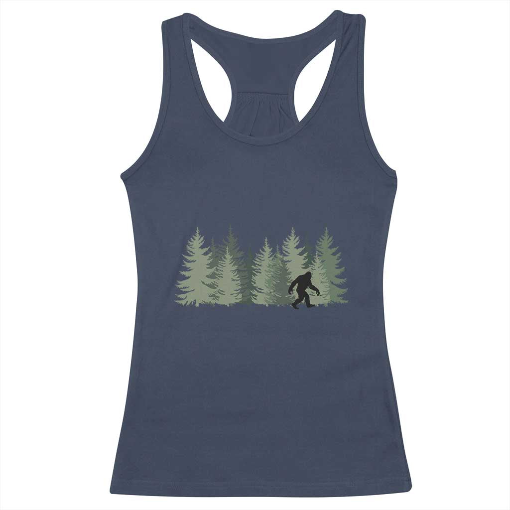 Bigfoot In The Forest Sasquatch Yeti Racerback Tank Top - Print Your Wear