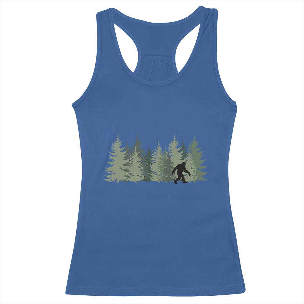 Bigfoot In The Forest Sasquatch Yeti Racerback Tank Top - Print Your Wear