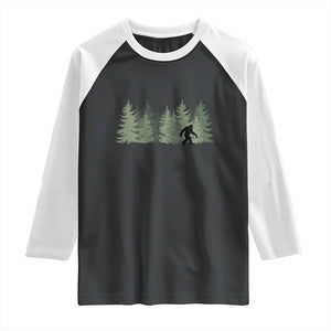Bigfoot In The Forest Sasquatch Yeti Raglan Shirt TS10 Black White Print Your Wear