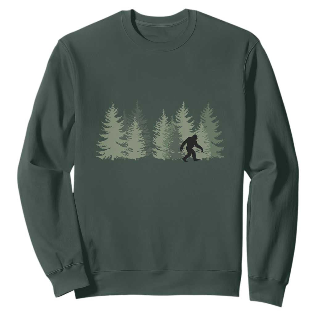 Bigfoot In The Forest Sasquatch Yeti Sweatshirt TS10 Dark Forest Green Print Your Wear
