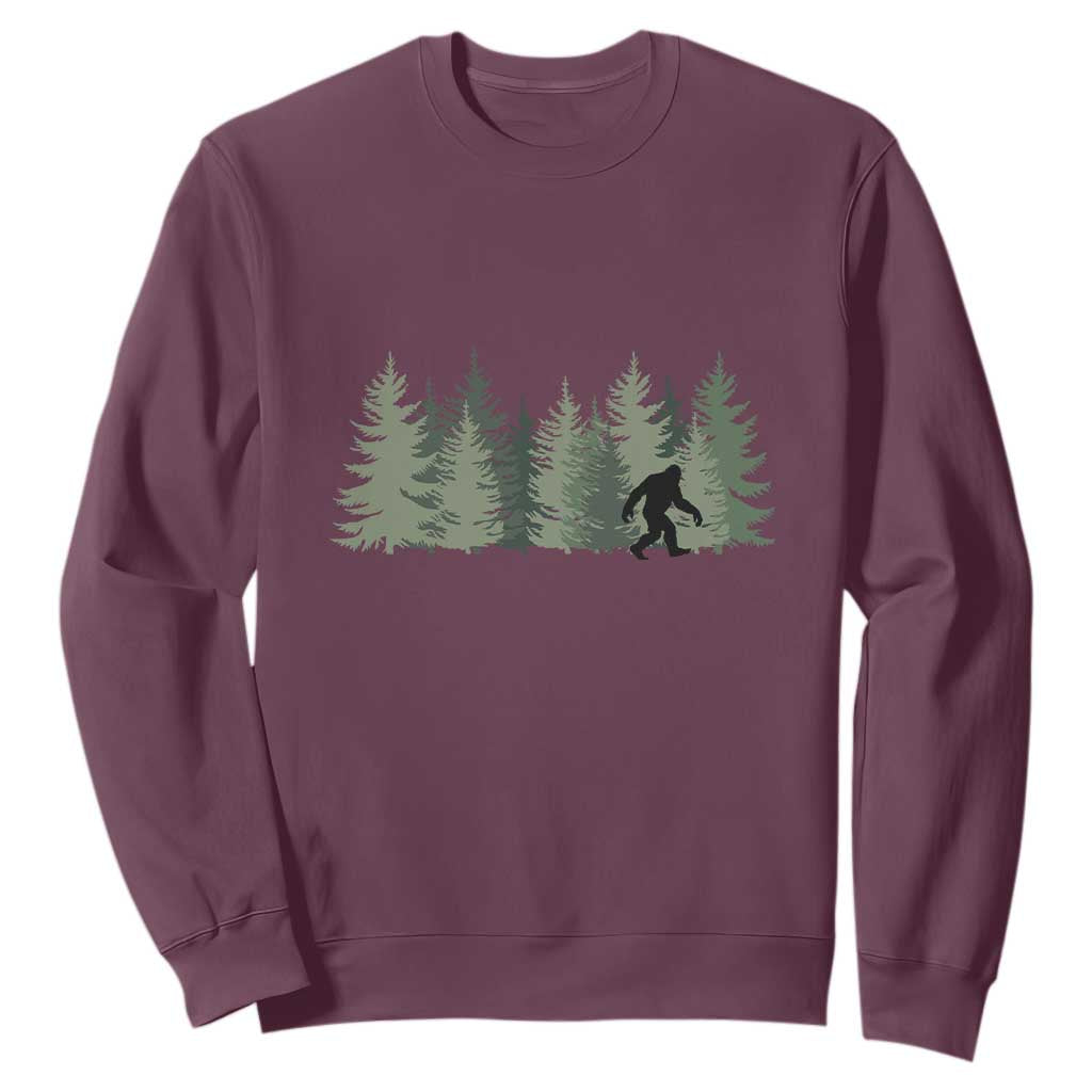 Bigfoot In The Forest Sasquatch Yeti Sweatshirt TS10 Maroon Print Your Wear