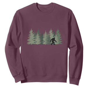 Bigfoot In The Forest Sasquatch Yeti Sweatshirt TS10 Maroon Print Your Wear