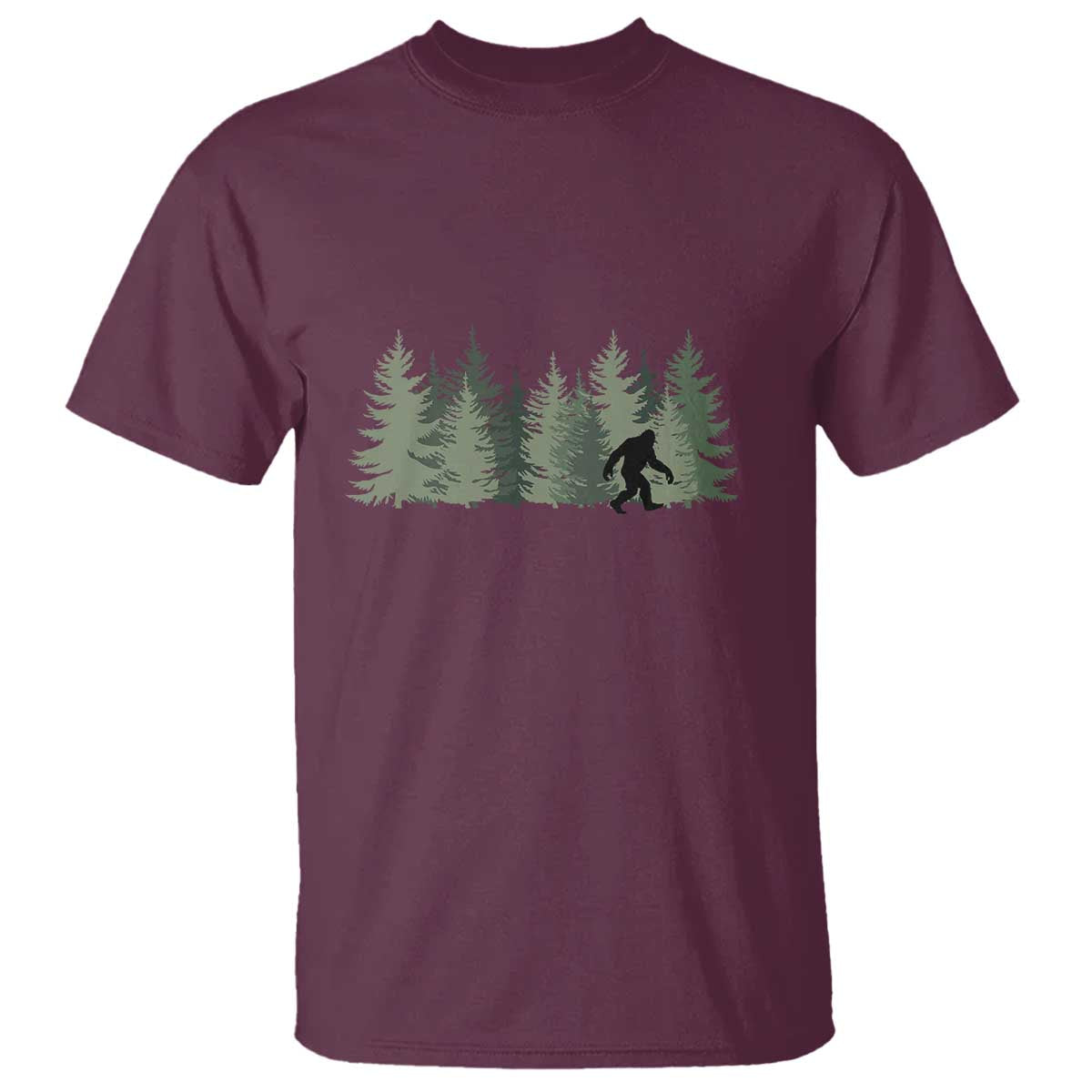 Bigfoot In The Forest Sasquatch Yeti T Shirt TS10 Maroon Print Your Wear
