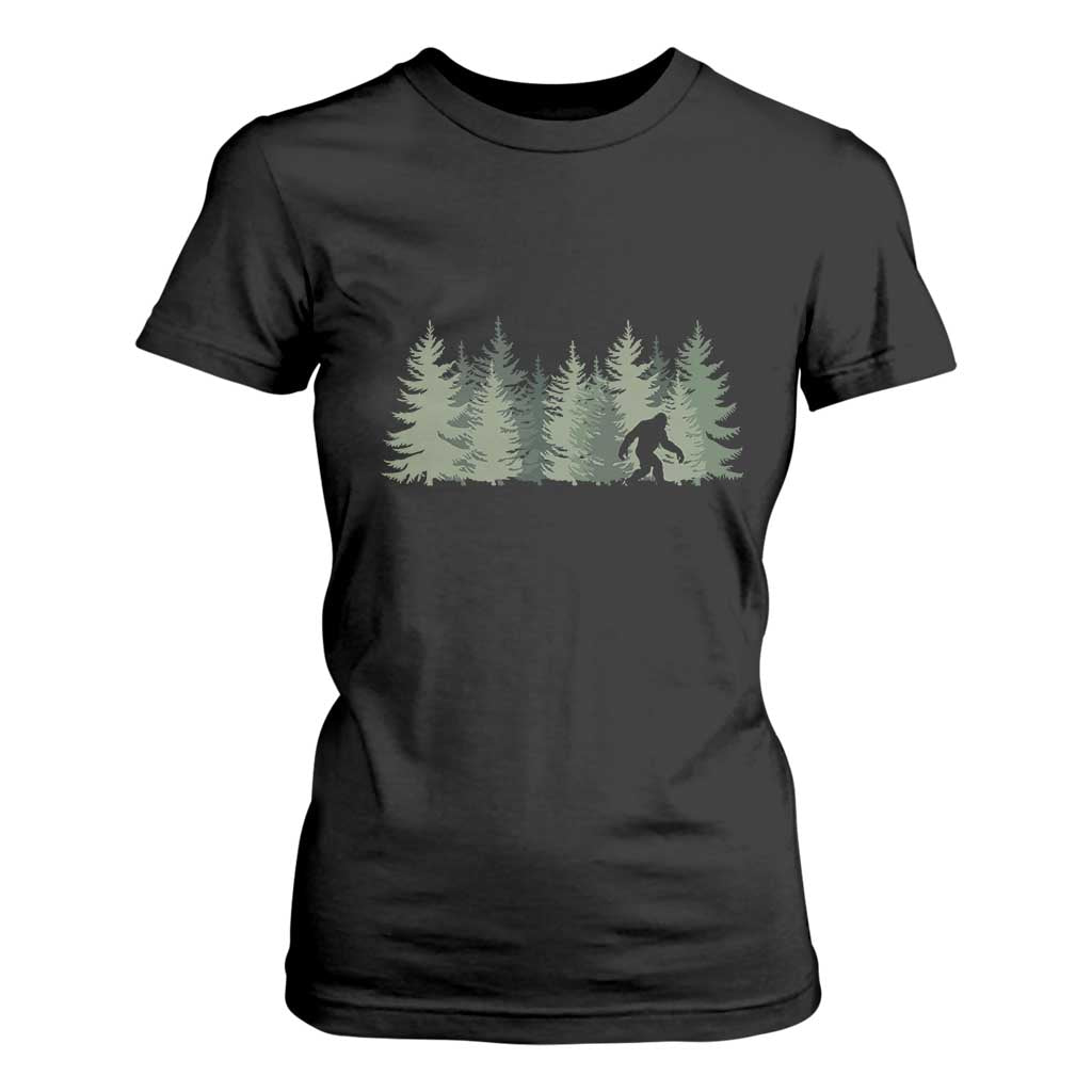 Bigfoot In The Forest Sasquatch Yeti T Shirt For Women TS10 Black Print Your Wear