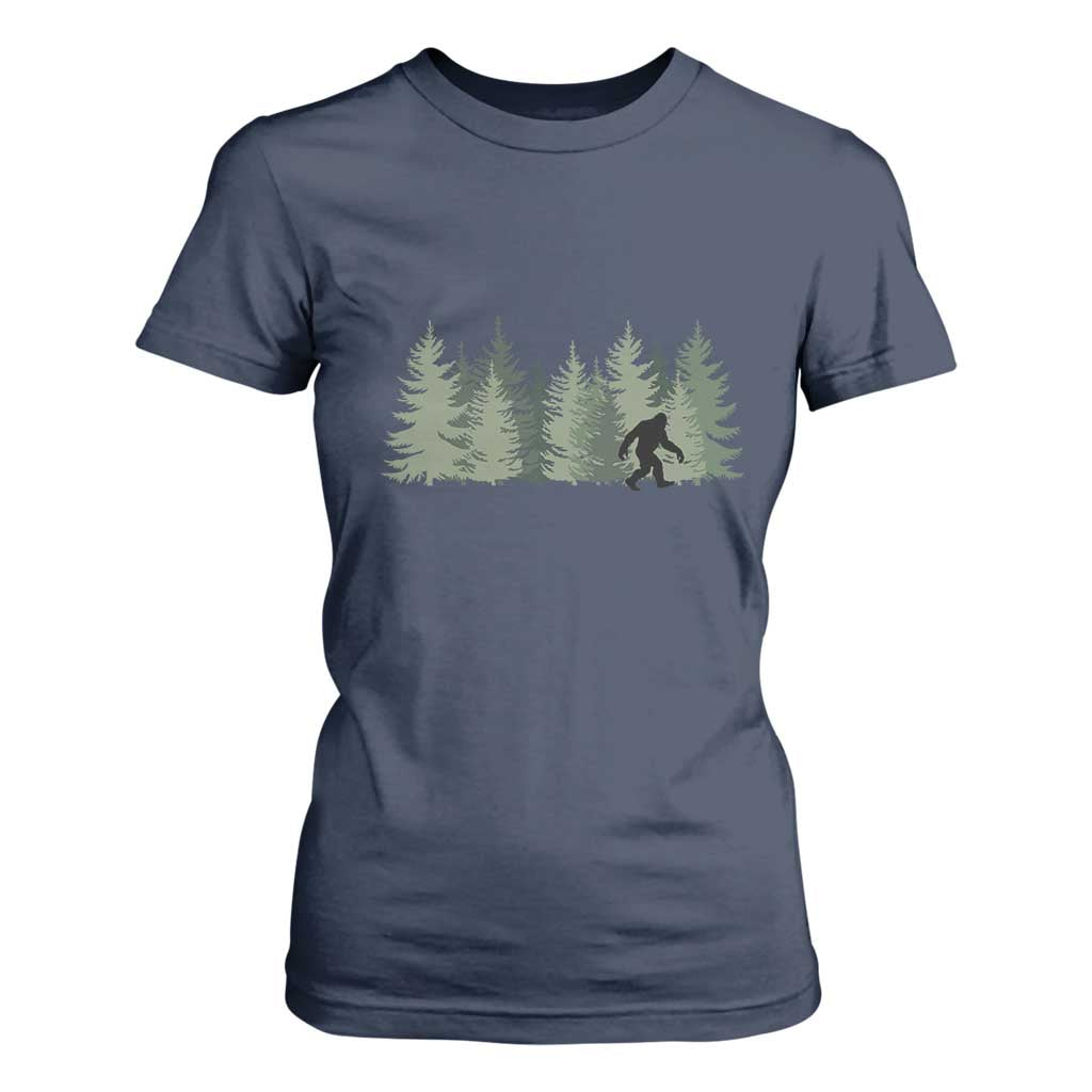 Bigfoot In The Forest Sasquatch Yeti T Shirt For Women TS10 Navy Print Your Wear