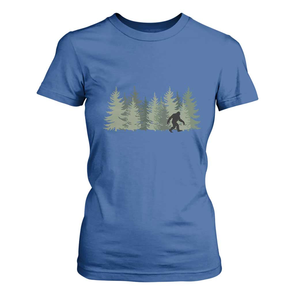 Bigfoot In The Forest Sasquatch Yeti T Shirt For Women TS10 Royal Blue Print Your Wear
