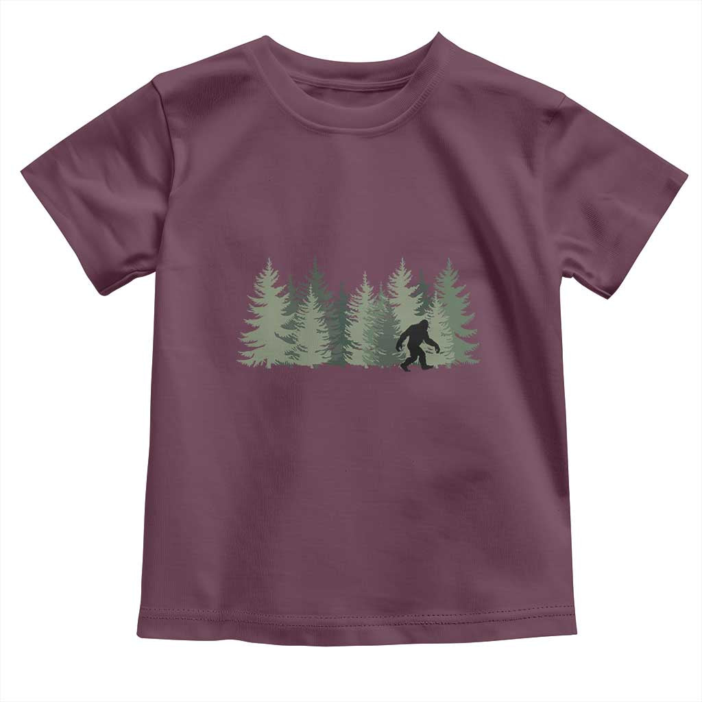 Bigfoot In The Forest Sasquatch Yeti Toddler T Shirt TS10 Maroon Print Your Wear