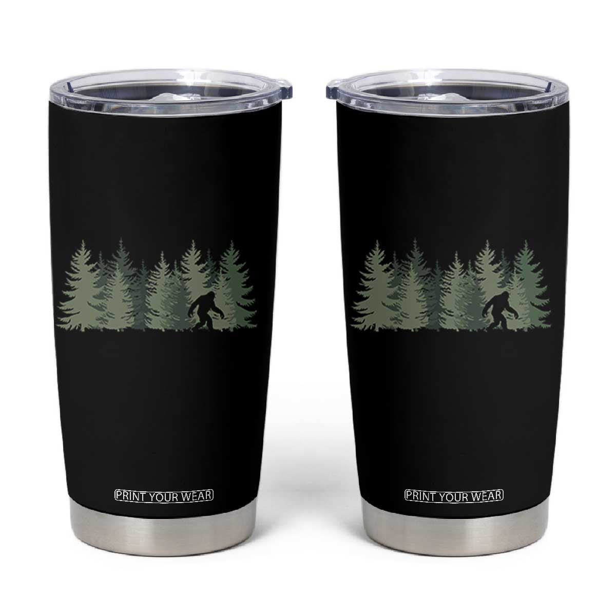 Bigfoot In The Forest Sasquatch Yeti Tumbler Cup TS10 Black Print Your Wear