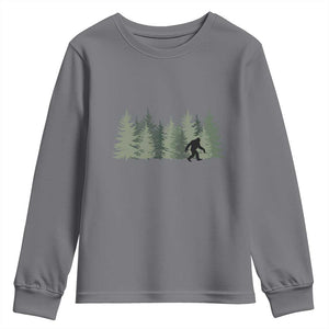Bigfoot In The Forest Sasquatch Yeti Youth Sweatshirt TS10 Charcoal Print Your Wear