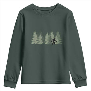 Bigfoot In The Forest Sasquatch Yeti Youth Sweatshirt TS10 Dark Forest Green Print Your Wear