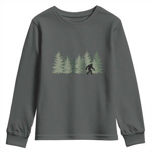 Bigfoot In The Forest Sasquatch Yeti Youth Sweatshirt TS10 Dark Heather Print Your Wear