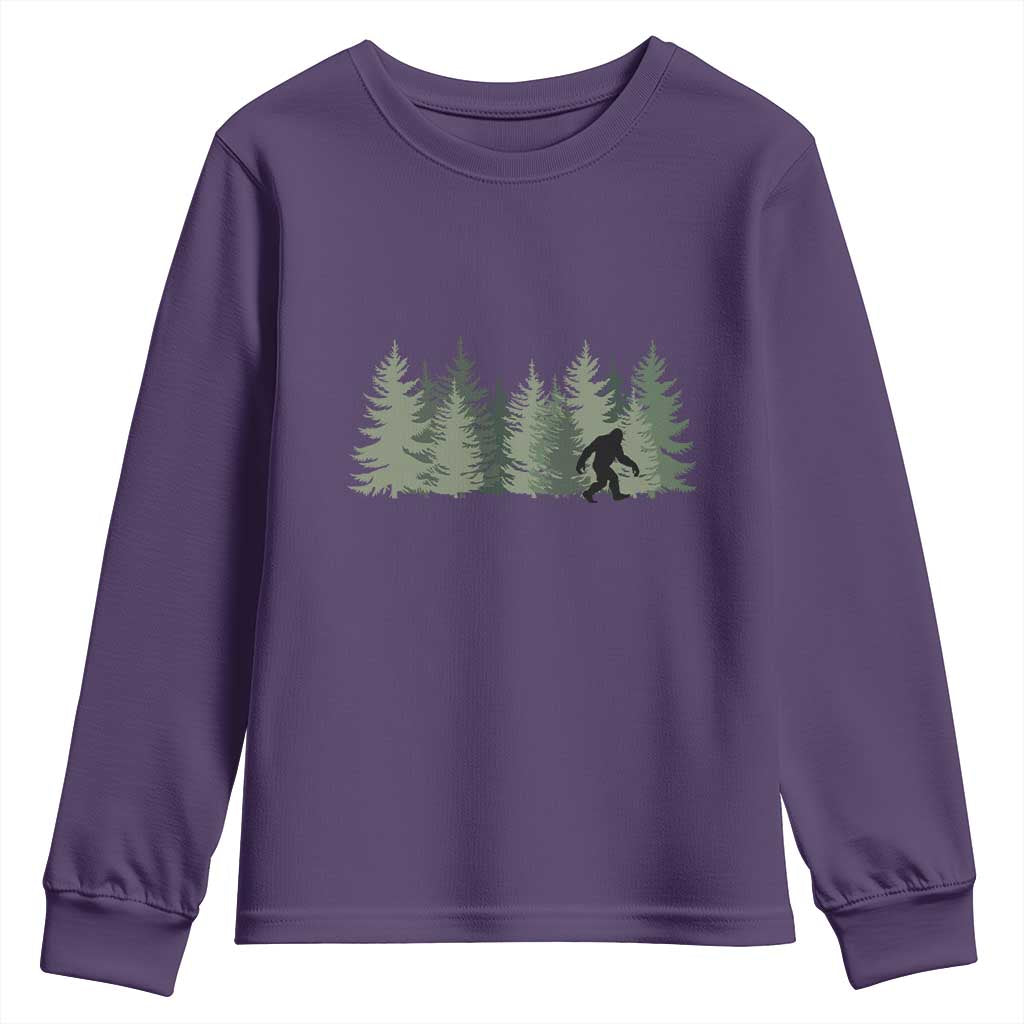 Bigfoot In The Forest Sasquatch Yeti Youth Sweatshirt TS10 Purple Print Your Wear