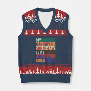 My Son In Law Is My Favorite Child V-Neck Knit Sweater Vest Funny Replaced Daughter TS10 Navy Red Print Your Wear