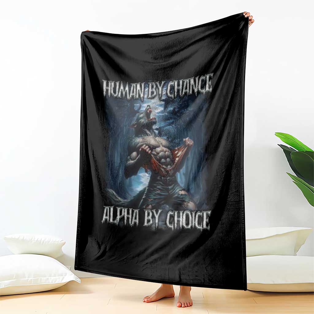 Human By Chance Alpha By Choice Wolf Throw Blanket Vintage 90s Style Wolf Sigma Emo Meme TS10 Print Your Wear