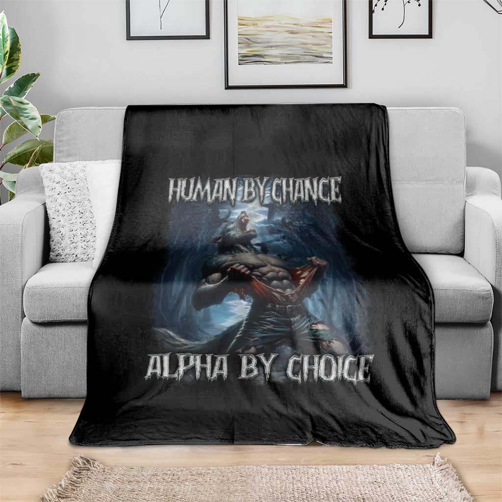 Human By Chance Alpha By Choice Wolf Throw Blanket Vintage 90s Style Wolf Sigma Emo Meme TS10 Print Your Wear