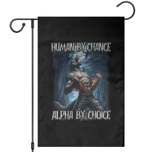 Human By Chance Alpha By Choice Wolf Garden Flag Vintage 90s Style Wolf Sigma Emo Meme TS10 Black Print Your Wear