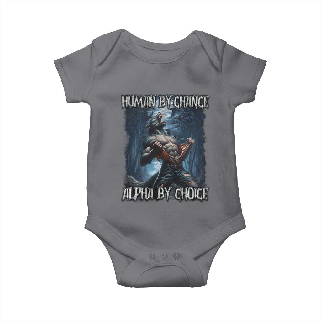 Human By Chance Alpha By Choice Wolf Baby Onesie Vintage 90s Style Wolf Sigma Emo Meme TS10 Charcoal Print Your Wear