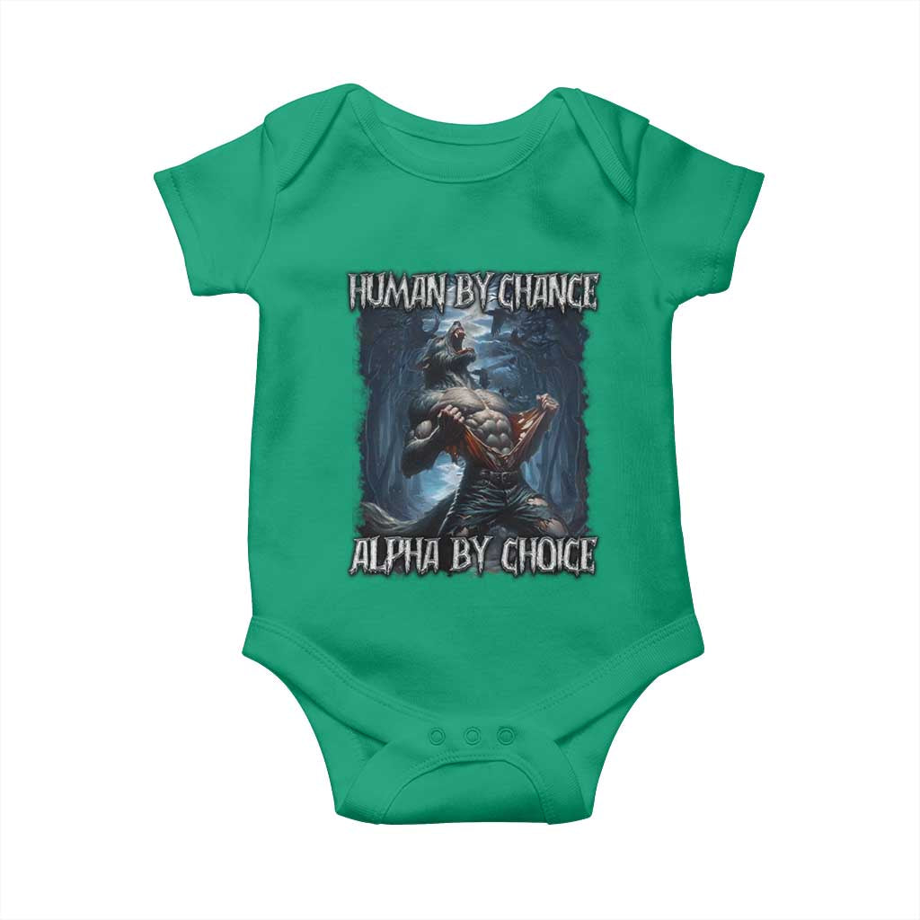 Human By Chance Alpha By Choice Wolf Baby Onesie Vintage 90s Style Wolf Sigma Emo Meme TS10 Irish Green Print Your Wear