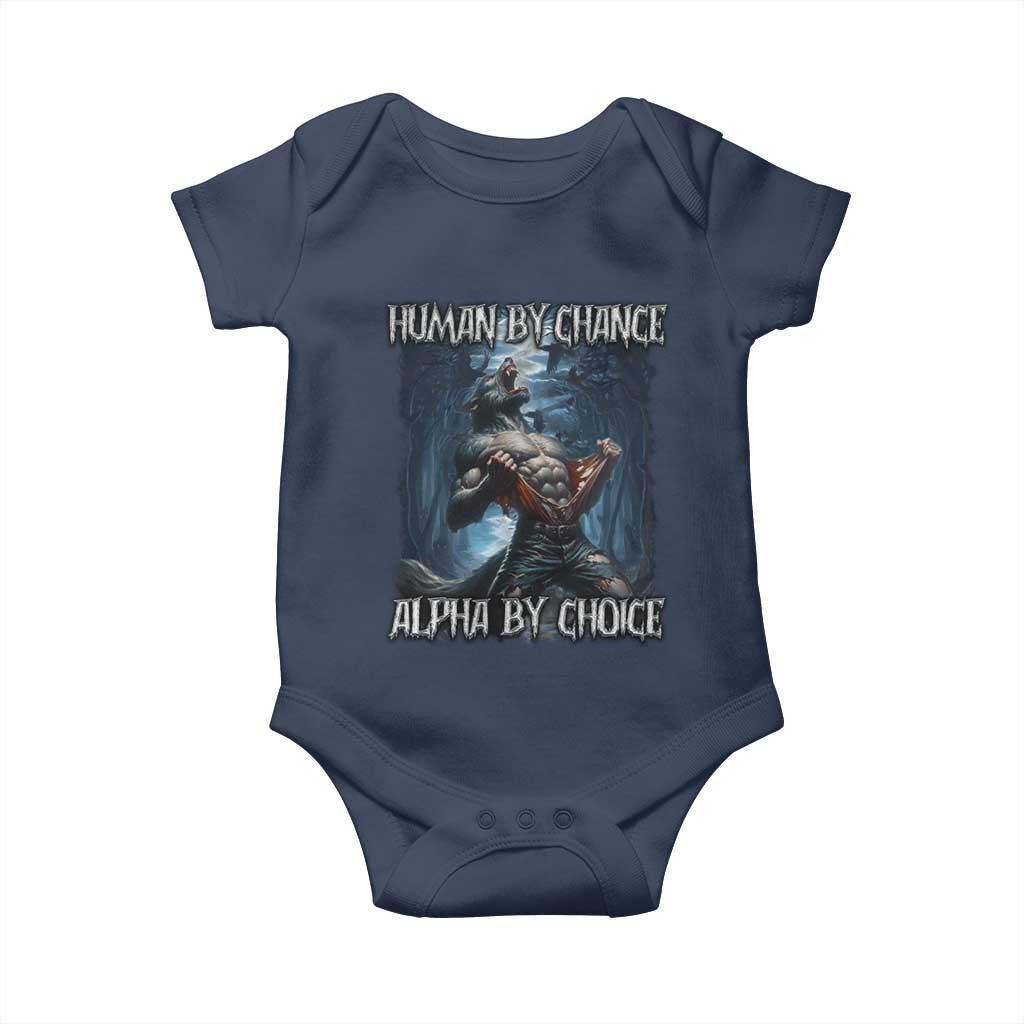 Human By Chance Alpha By Choice Wolf Baby Onesie Vintage 90s Style Wolf Sigma Emo Meme TS10 Navy Print Your Wear