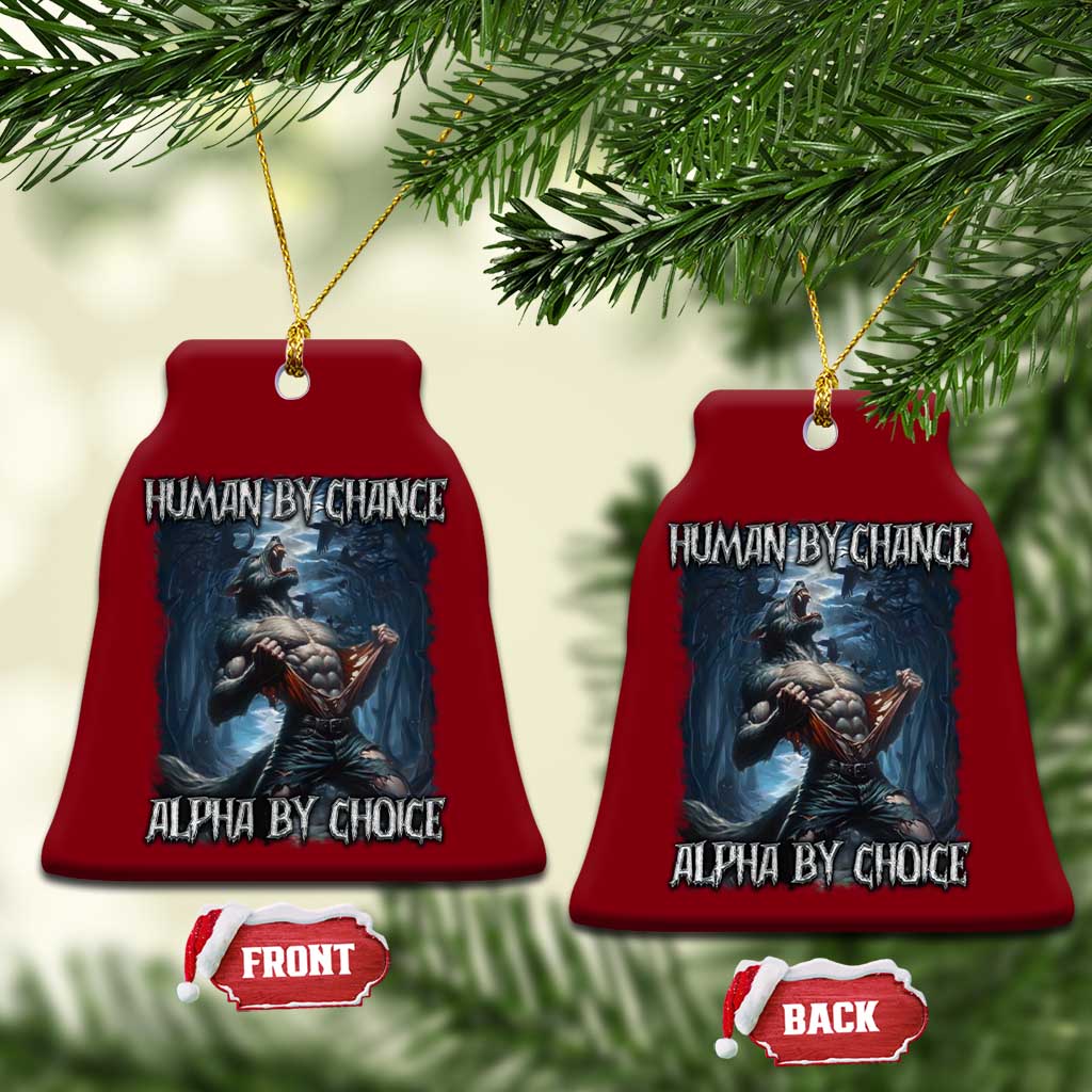 Human By Chance Alpha By Choice Wolf Ceramic Ornament Vintage 90s Style Wolf Sigma Emo Meme TS10 Print Your Wear