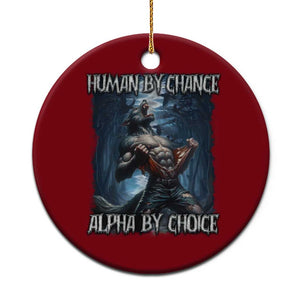Human By Chance Alpha By Choice Wolf Ceramic Ornament Vintage 90s Style Wolf Sigma Emo Meme TS10 1pc Red Print Your Wear