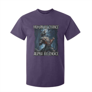 Human By Chance Alpha By Choice Wolf T Shirt For Kid Vintage 90s Style Wolf Sigma Emo Meme TS10 Purple Print Your Wear