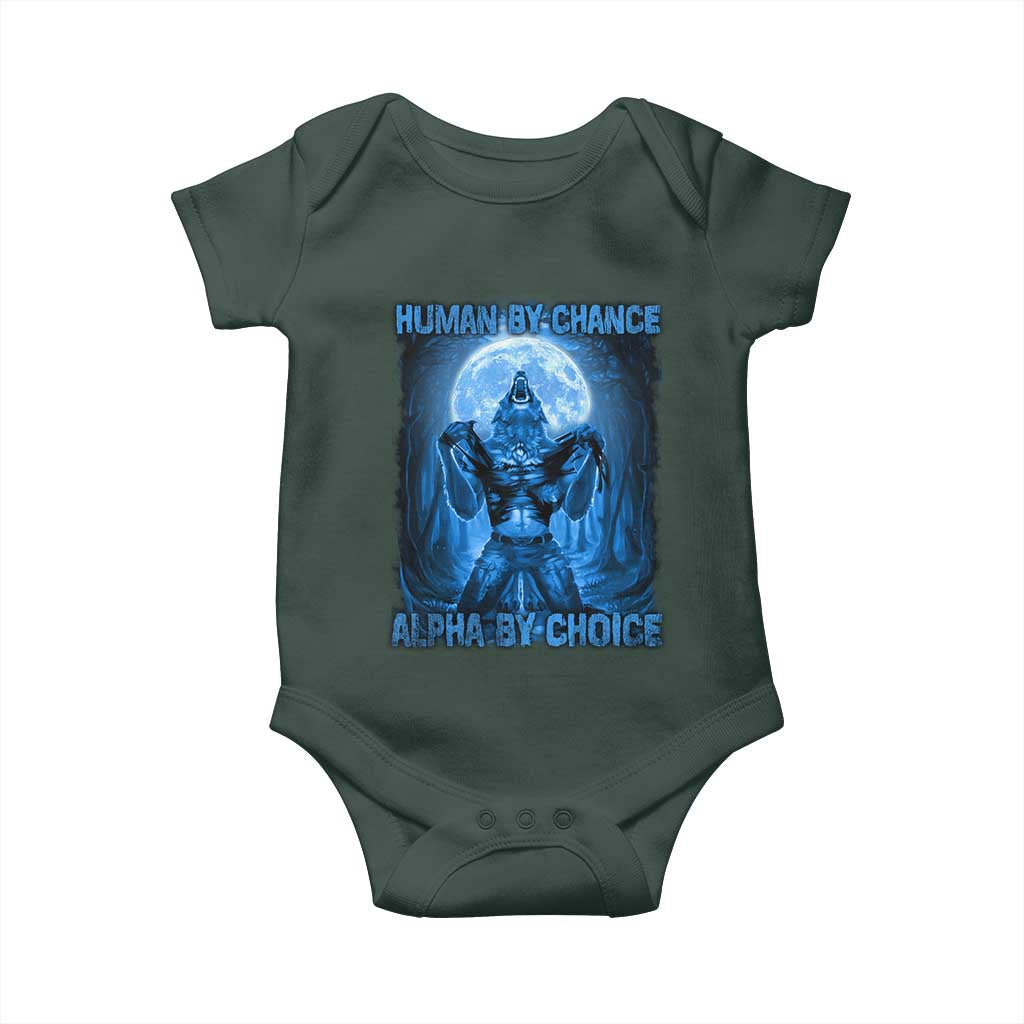 Funny Human By Chance Alpha By Choice Baby Onesie Vintage 90s Alpha Wolf TS10 Print Your Wear