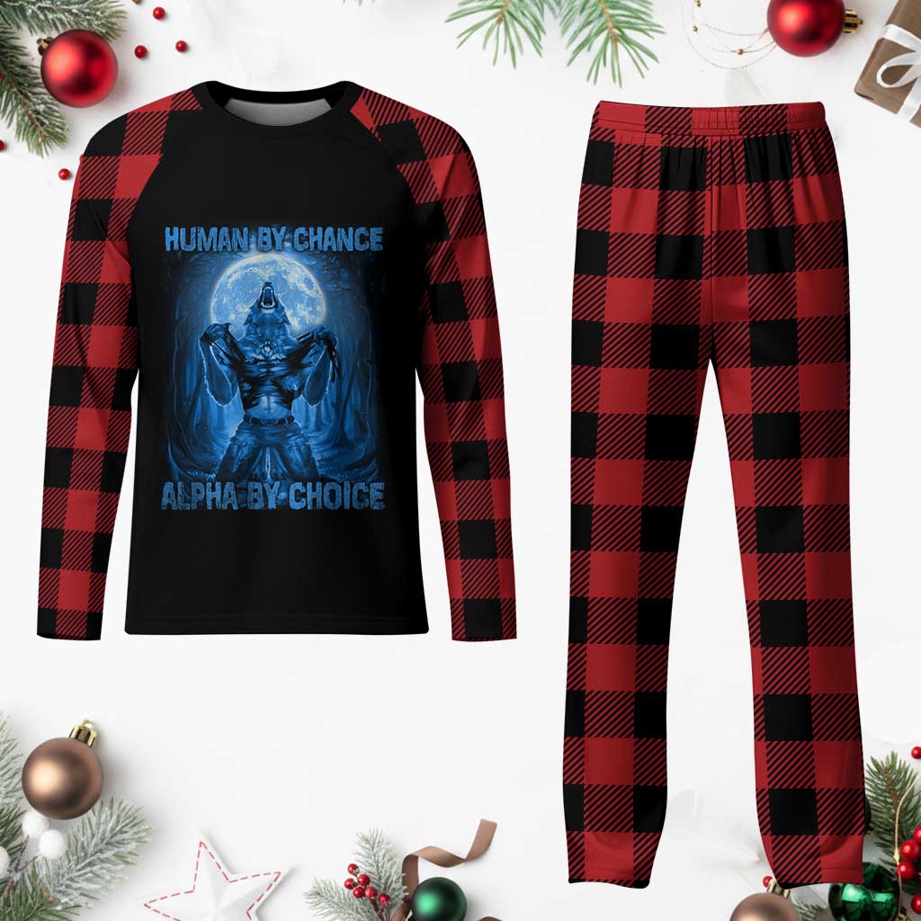 Funny Human By Chance Alpha By Choice Plaid Pajama Set Vintage 90s Alpha Wolf TS10 Buffalo Plaid Print Your Wear