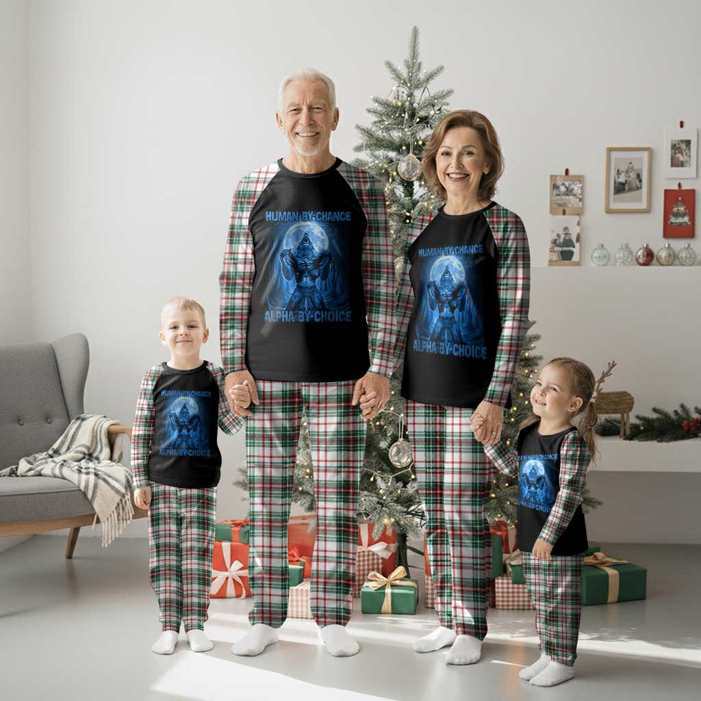 Funny Human By Chance Alpha By Choice Plaid Pajama Set Vintage 90s Alpha Wolf TS10 Christmas Plaid Print Your Wear