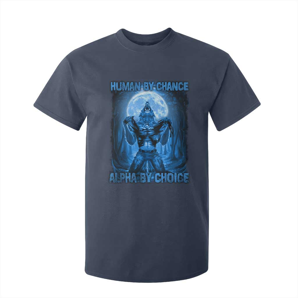 Funny Human By Chance Alpha By Choice T Shirt For Kid Vintage 90s Alpha Wolf TS10 Navy Print Your Wear