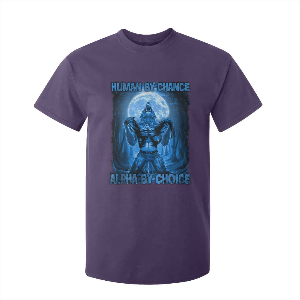 Funny Human By Chance Alpha By Choice T Shirt For Kid Vintage 90s Alpha Wolf TS10 Purple Print Your Wear