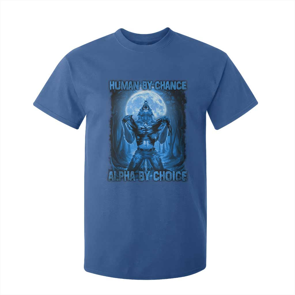 Funny Human By Chance Alpha By Choice T Shirt For Kid Vintage 90s Alpha Wolf TS10 Royal Blue Print Your Wear