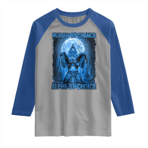 Funny Human By Chance Alpha By Choice Raglan Shirt Vintage 90s Alpha Wolf TS10 Sport Gray Royal Print Your Wear