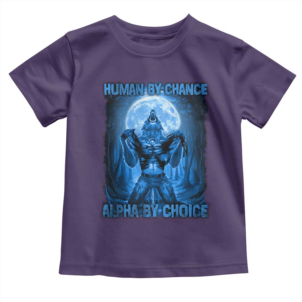 Funny Human By Chance Alpha By Choice Toddler T Shirt Vintage 90s Alpha Wolf TS10 Purple Print Your Wear