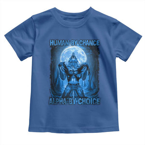Funny Human By Chance Alpha By Choice Toddler T Shirt Vintage 90s Alpha Wolf TS10 Royal Blue Print Your Wear