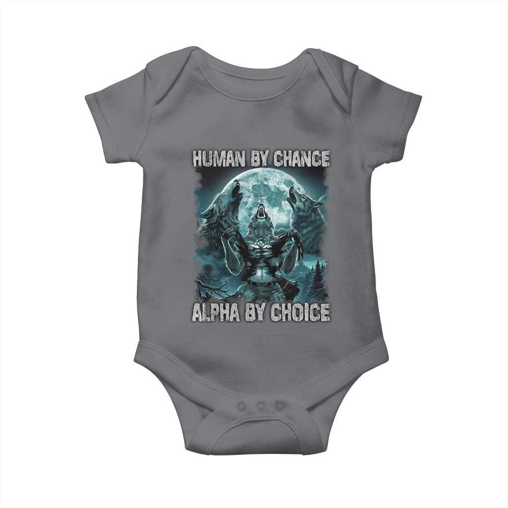 Funny Human By Chance Alpha By Choice Baby Onesie Alpha Wolf TS10 Charcoal Print Your Wear
