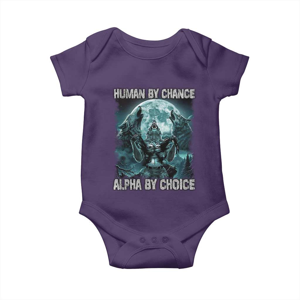Funny Human By Chance Alpha By Choice Baby Onesie Alpha Wolf TS10 Purple Print Your Wear