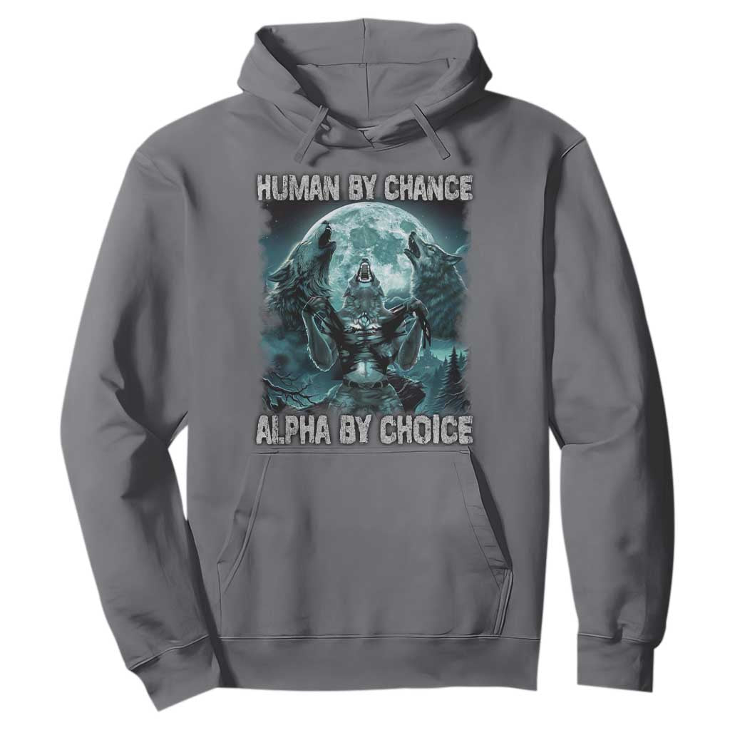 Funny Human By Chance Alpha By Choice Hoodie Alpha Wolf TS10 Charcoal Print Your Wear