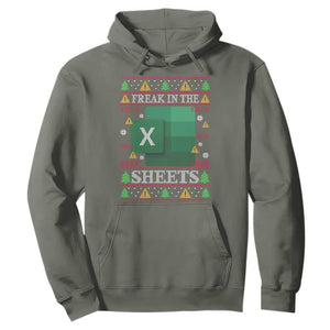 Funny Christmas Freak In The Sheets Hoodie Excel Spreadsheets Office Ugly Christmas Accountant Gift TS10 Military Green Print Your Wear