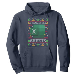 Funny Christmas Freak In The Sheets Hoodie Excel Spreadsheets Office Ugly Christmas Accountant Gift TS10 Navy Print Your Wear