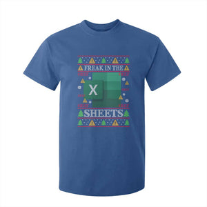 Funny Christmas Freak In The Sheets T Shirt For Kid Excel Spreadsheets Office Ugly Christmas Accountant Gift TS10 Royal Blue Print Your Wear